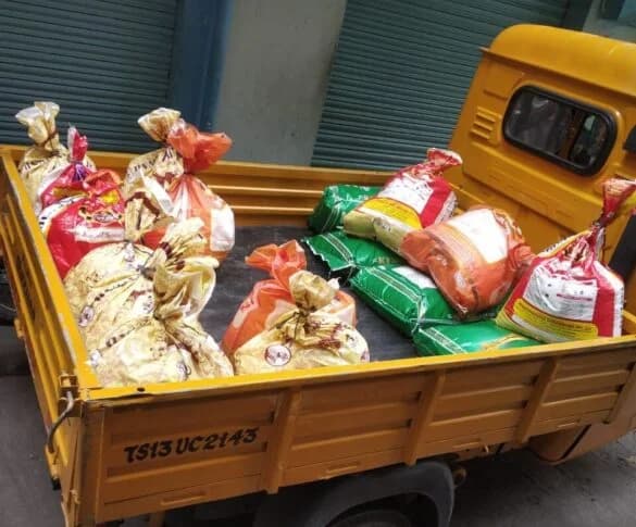 Relief supplies loaded for distribution to affected families